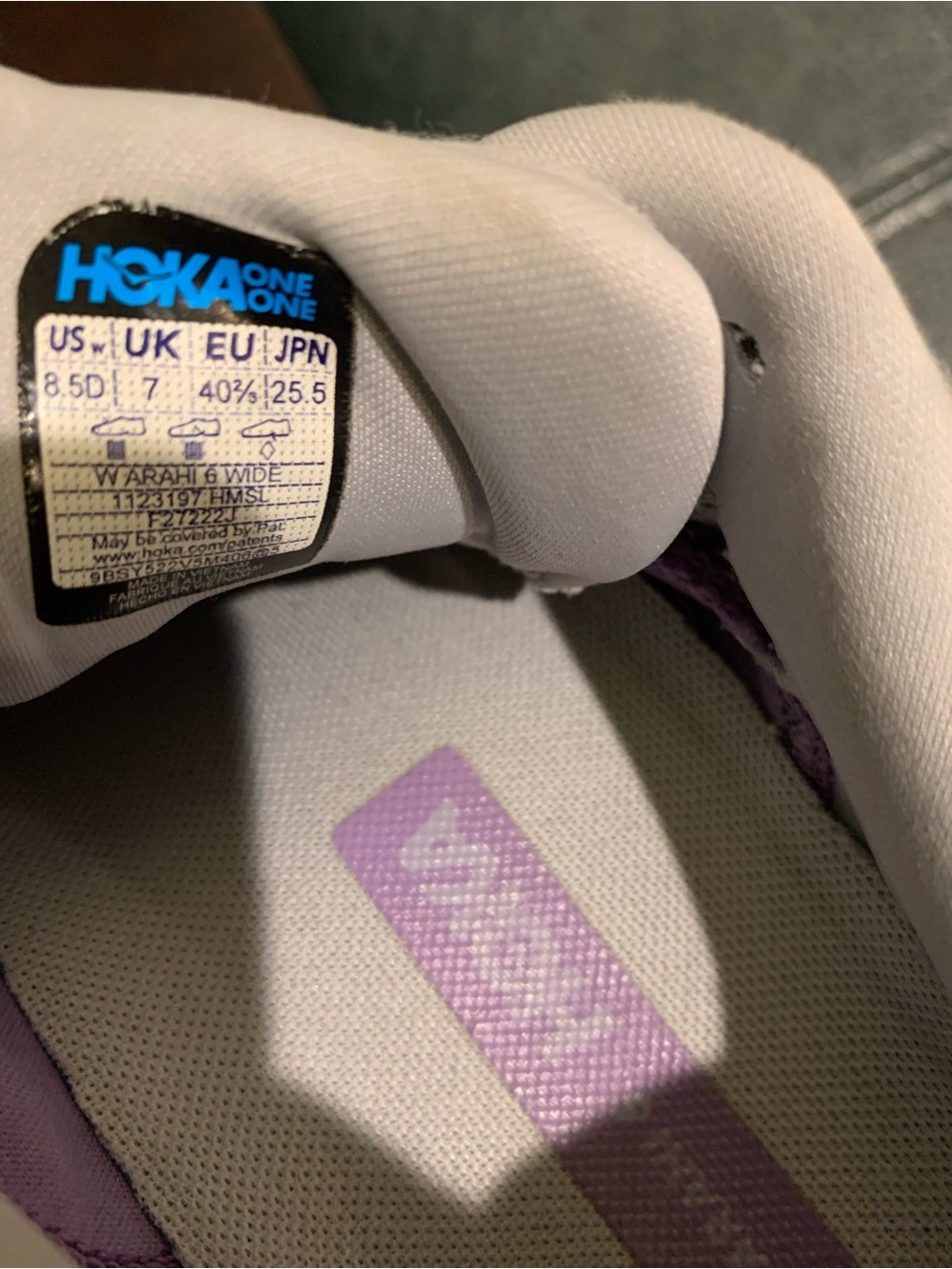 Hoka Women's Light Gray Athletic Shoes with Lavender Accents - Picture 7 of 9
